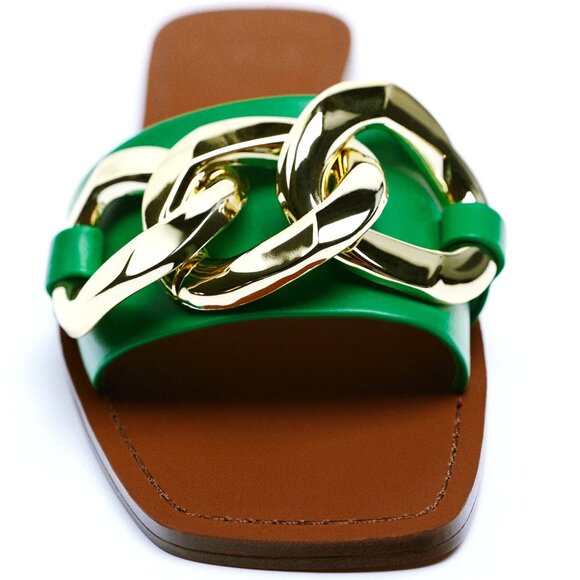 ZARA METAL CHAIN FLAT SANDAL SIZE 7.5 - Picture 3 of 16